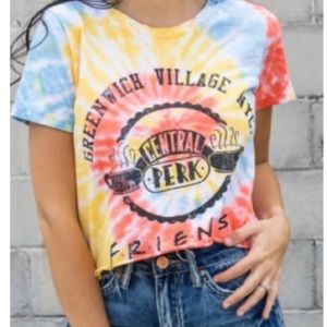 Graphic tie dye friends crop top- Prince Peter